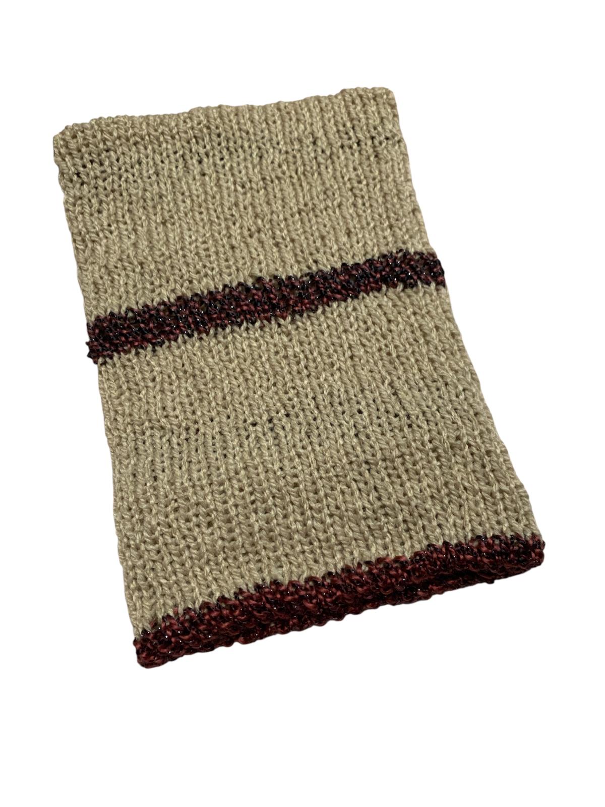 Striped Beige Neck Warmer Scarf C&KNW1001